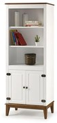 Estante England 2 Portas 2 Prateleiras cor Branco Base Amendoa 180cm - 62798 Sun House