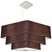 Lustre Pendente Triplo Quadrado Md-4165 Cúpula em Tecido 80x70x60cm Café - Bivolt