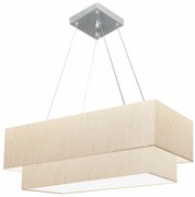 Lustre Pendente Retangular Linho Bege MJ-4138 Para Mesa de Jantar e Estar