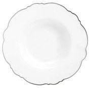 Prato Fundo Porcelana Maldivas Branco Fio Prateado 23cm 18168 Wolff