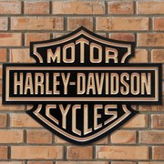 Placa Decorativa Harley-Davidson Cycles Entalhe Em Mdf Preto