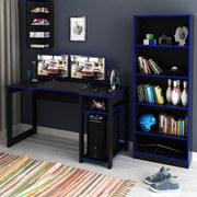 Conjunto Mesa e Armário para Escritório Home Office Gamer Cool MDP Preto/Azul G69 - Gran Belo