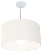 Lustre Pendente Cilíndrico Md-4169 Cúpula em Tecido 60x30cm Branco - Bivolt