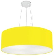 Kit/2 Lustre Pendente Cilíndrico Md-4010 Cúpula em Tecido 60x21cm Amarelo - Bivolt