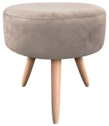 Puff Banqueta Berlim Redondo Suede Bege Pés Natural D'Rossi