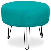 Puff Redondo para Sala Chloe Suede Azul Tiffany