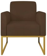 Poltrona Decorativa Isabella Base Industrial Suede Marrom/Dourado G19 - Gran Belo