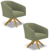 Poltrona Decorativa Giratória MA30 Kit 2 Stella Bouclê D03 - D'Rossi - Pistache