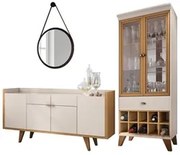 Buffet Sinfonia Com Espelho 54cm e Cristaleira Adega Órfeo H01 Off Whi