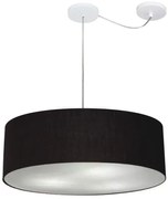 Lustre Pendente Cilíndrico Com Desvio De Centro Md-4259 Cúpula em Tecido 50x15cm Preto - Bivolt