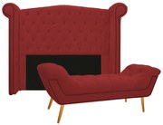 Kit Cabeceira e Calçadeira Veneza 140 cm Casal Corano Vermelho - ADJ Decor