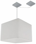 Lustre Pendente Quadrado Com Desvio Md-4269 Cúpula em Tecido 30/40x40cm Branco - Bivolt