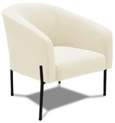 Poltrona Decorativa Pé de Ferro Preto Stella Cotelê Ext/Veludo D03 - D'Rossi - Off White