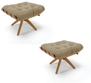 Puff Giratório Costela kit 2 Suede Base de Madeira MA30 M11 - D'Rossi - Marrom Rato