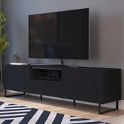 Rack Para Tv Sala Com 2 Prateleiras Em Mdf - Marquina Preto