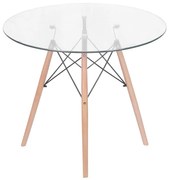 Mesa de Jantar Eiffel Redonda Tampo em Vidro - 90cm