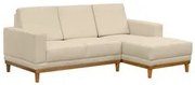 Sofá Living 200cm 3 Lugares Com Chaise Esquerdo Kayrós D05 Suede Bege