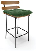 Banqueta Costela Suede Verde Base Metálica Preto - D'Rossi