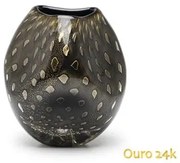 Vasinho Roca 3 Tela Preto com Ouro Murano Cristais Cadoro