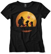 Camiseta Baby Look Dragon Ball Esfera do Dragão Goku Mestre Kame e Kuririn - Preto - M