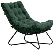 Poltrona Decorativa Sala de Estar Caim Base de Ferro Preto Suede Verde G41 - Gran Belo