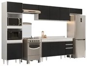 Armário de Cozinha Modulada 5 Peças CP14 Balcão com Tampo Branco/Preto