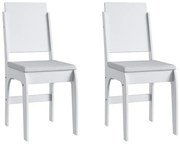 Conjunto  2 Cadeiras Em Mdf Com Tecido Corino 916 004- Branco