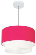 Pendente Cilíndrico Pink e Branco MJ-4160 Para Mesa de Jantar e Estar