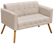 Poltrona Namoradeira Decorativa Pés Palito Karen Suede Bege G19 - Gran Belo