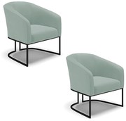 Poltrona Decorativa Industrial Preto Kit 2 Stella Cotelê Int/Veludo D03 - D'Rossi - Menta