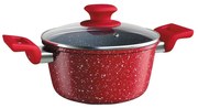 Caçarola Titânio Red 20cm + Tampa de vidro