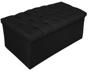 Recamier Baú Estofada Mel 90 cm Solteiro Com Capitonê  Suede Preto - ADJ Decor