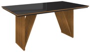 Mesa de Jantar Retangular Mia 160x90 cm Preto com Base de Madeira Mel - D'Rossi