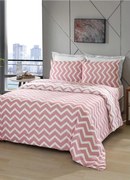 Jogo de Cama Chevron Rosa Queen 4 Peças