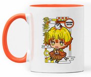 Caneca Demon Slayer Zenitsu Nerd Branca com Alça Laranja