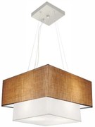 Lustre Pendente Duplo Quadrado Vivare Md-4157 Cúpula em Tecido 40x35cm Palha / Branco - Bivolt