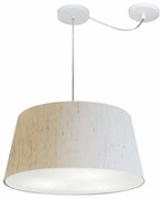 Lustre Pendente Cone Com Desvio Md-4282 Cúpula 21/40x50cm Linho Bege - Bivolt