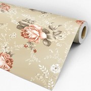 Papel de Parede Floral Marrom 0.52m x 3.00m