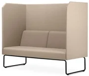 Sofa Privativo Pix com Divisoria e Assento Crepe Bege Base Aco Preto - 55083 Sun House