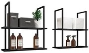 Kit 2 Prateleiras Decorativas Multiuso Estilo Industrial Loft D09 Pret