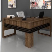 Mesa em L Escrivaninha Home Office Tecno Nogal Preto