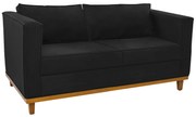 Sofá 2 Lugares Europa Suede Preto ADJ Decor