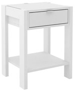 Mesa de Cabeçeira para Quarto Decorativa AZ1016 MDP Branco/Branco G69 - Gran Belo