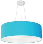 Lustre Pendente Cilíndrico Md-4010 Cúpula em Tecido 60x21cm Azul Turquesa - Bivolt