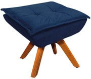 Puff Decorativo Base Giratória em Madeira Charger Suede Azul Marinho G19 - Gran Belo