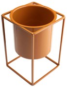 Vaso Decorativo Terracota com Suporte em Metal 16x11 cm - D'Rossi