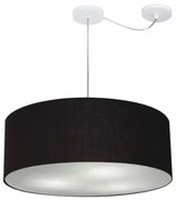 Lustre Pendente Cilíndrico Com Desvio Md-4266 Cúpula em Tecido 60x21cm Preto - Bivolt