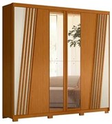 Guarda Roupa Casal 6 Portas Com Espelho 240cm Ouro Verde Cinamomo/Off