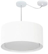 Lustre Pendente Cilíndrico Com Desvio Md-4315 Cúpula em Tecido 50x30cm Branco - Bivolt