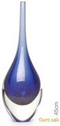 Gota Alta Azul com Ouro Murano Cristais Cadoro